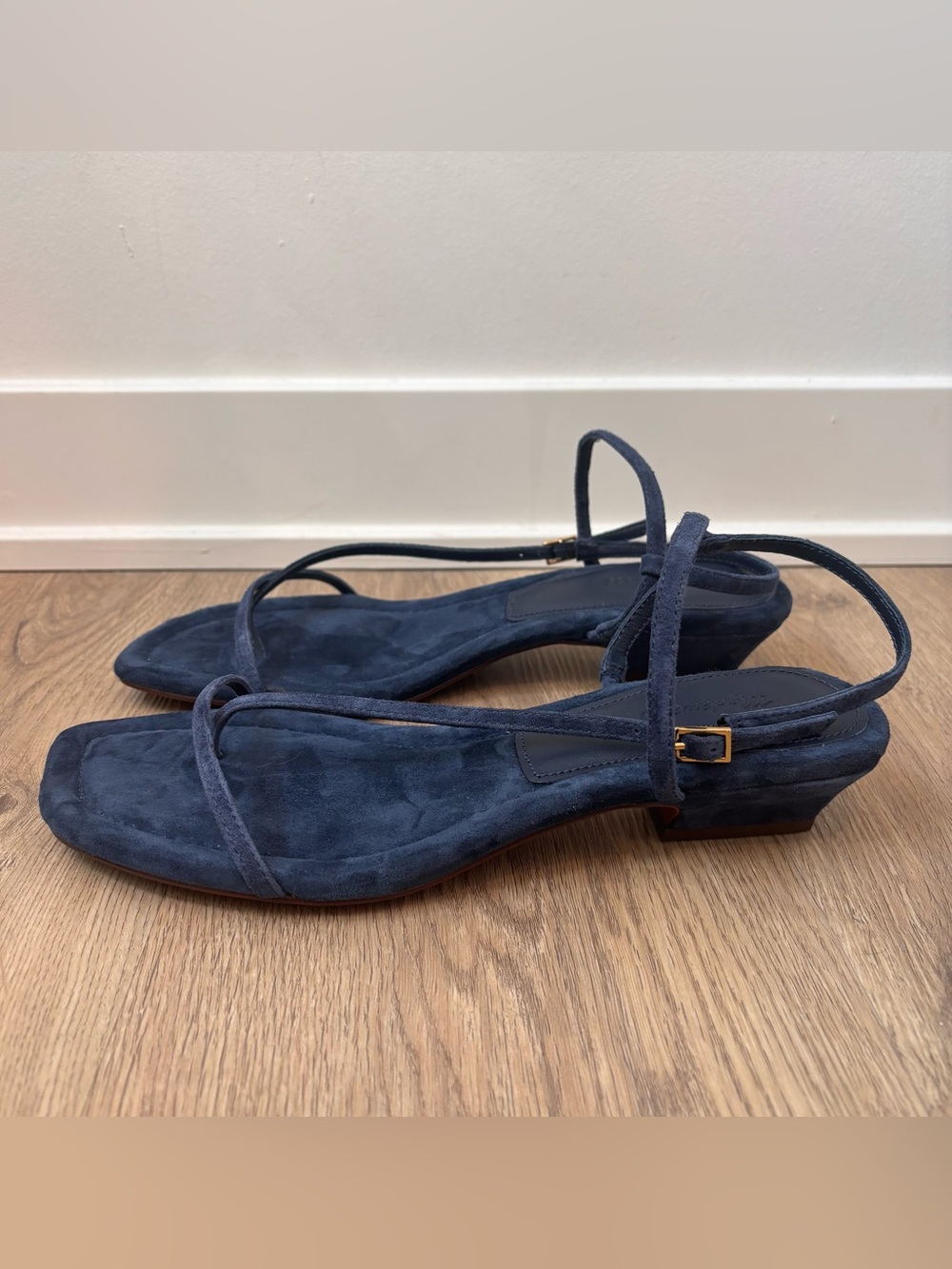 Madewell Women’s The Maycie Asymmetric T-Strap Sandal Suede Blue Size 7.5 NU745